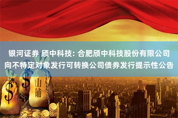 银河证券 颀中科技: 合肥颀中科技股份有限公司向不特定对象发行可转换公司债券发行提示性公告