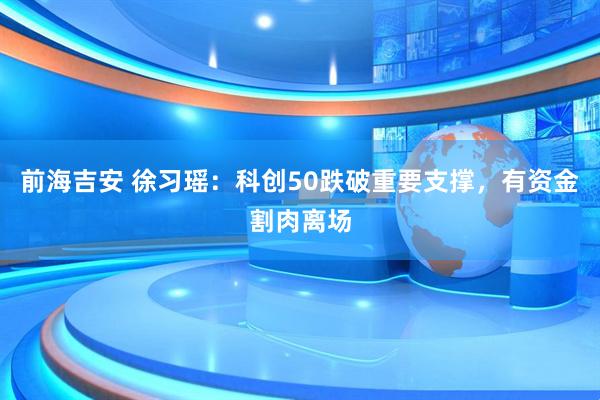 前海吉安 徐习瑶:科创50跌破重要支撑,有资金割肉离场