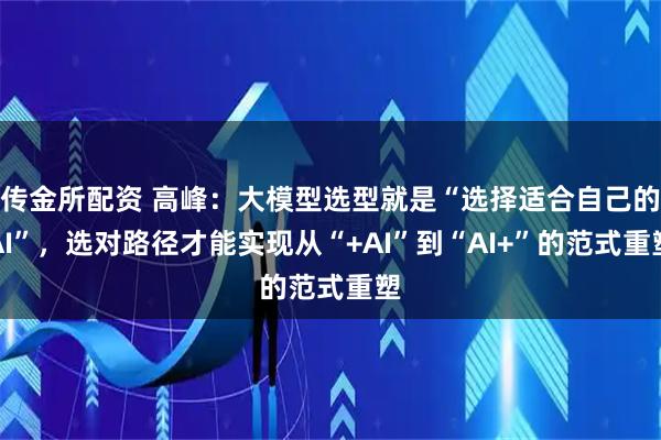 传金所配资 高峰：大模型选型就是“选择适合自己的AI”，选对路径才能实现从“+AI”到“AI+”的范式重塑